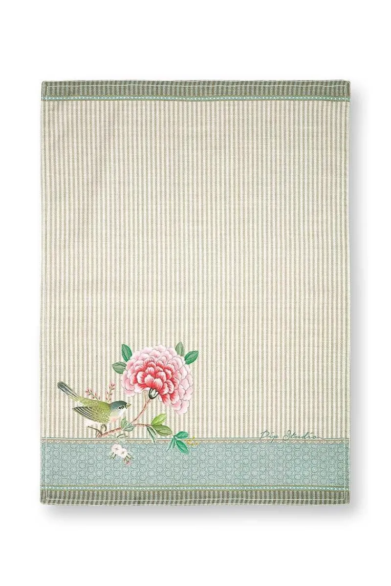 Pip Studio Geschirrtuch|Blushing Birds Geschirrhandtuch Khaki