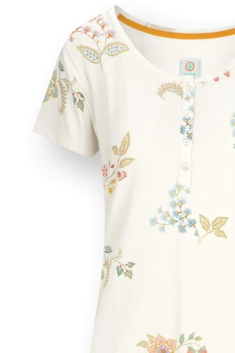 Pip Studio Strandmode|Nachthemden|Daisy Nachthemd Kurze Ärmeln Blossom Chique Weiss