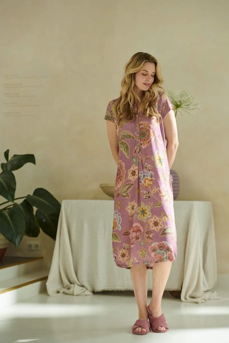 Pip Studio Strandmode|Nachthemden|Dalia Nachthemd Kurze Ärmeln Matata Lila Violett
