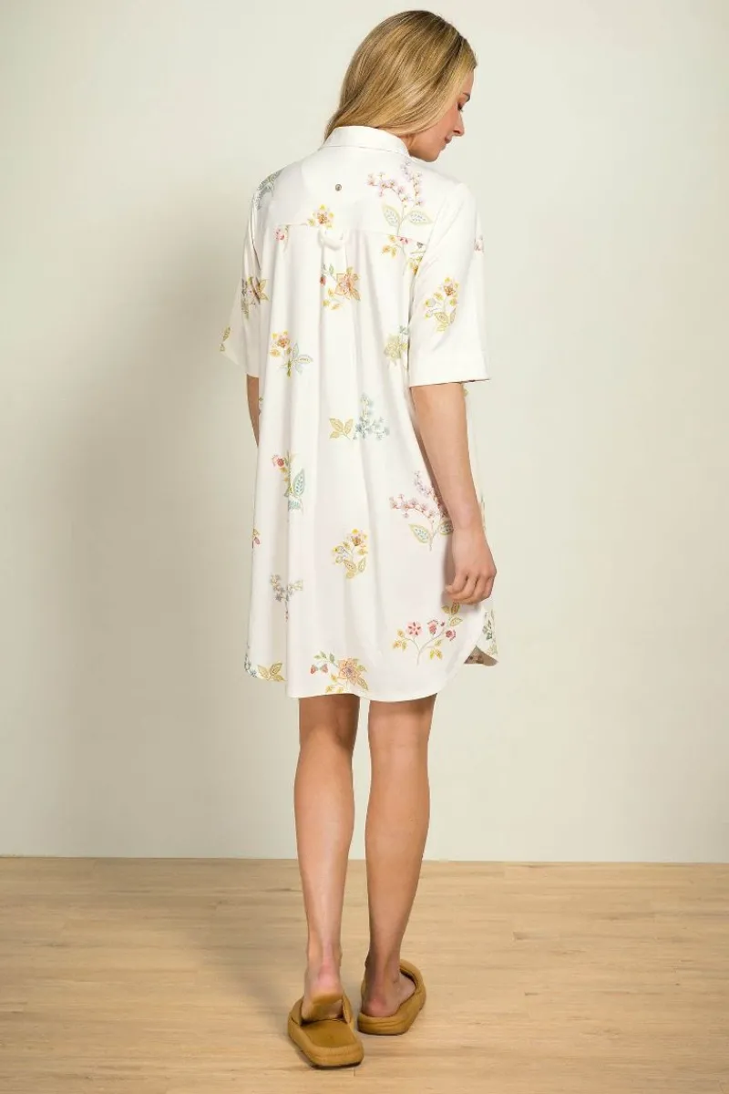 Pip Studio Strandmode|Nachthemden|Dewi Nachthemd Kurze Ärmeln Blossom Chique Weiss