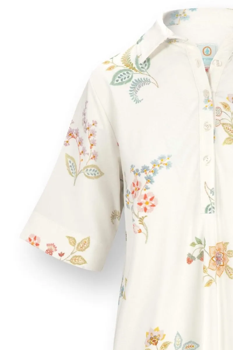 Pip Studio Strandmode|Nachthemden|Dewi Nachthemd Kurze Ärmeln Blossom Chique Weiss