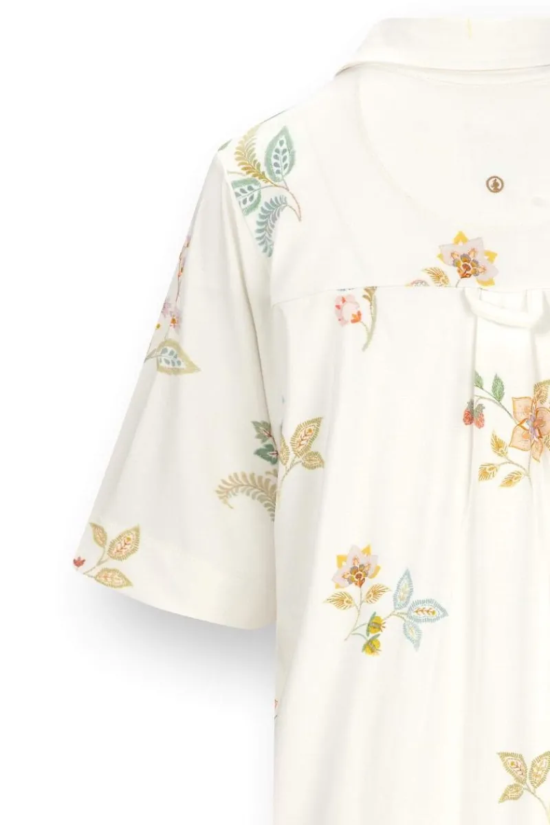 Pip Studio Strandmode|Nachthemden|Dewi Nachthemd Kurze Ärmeln Blossom Chique Weiss