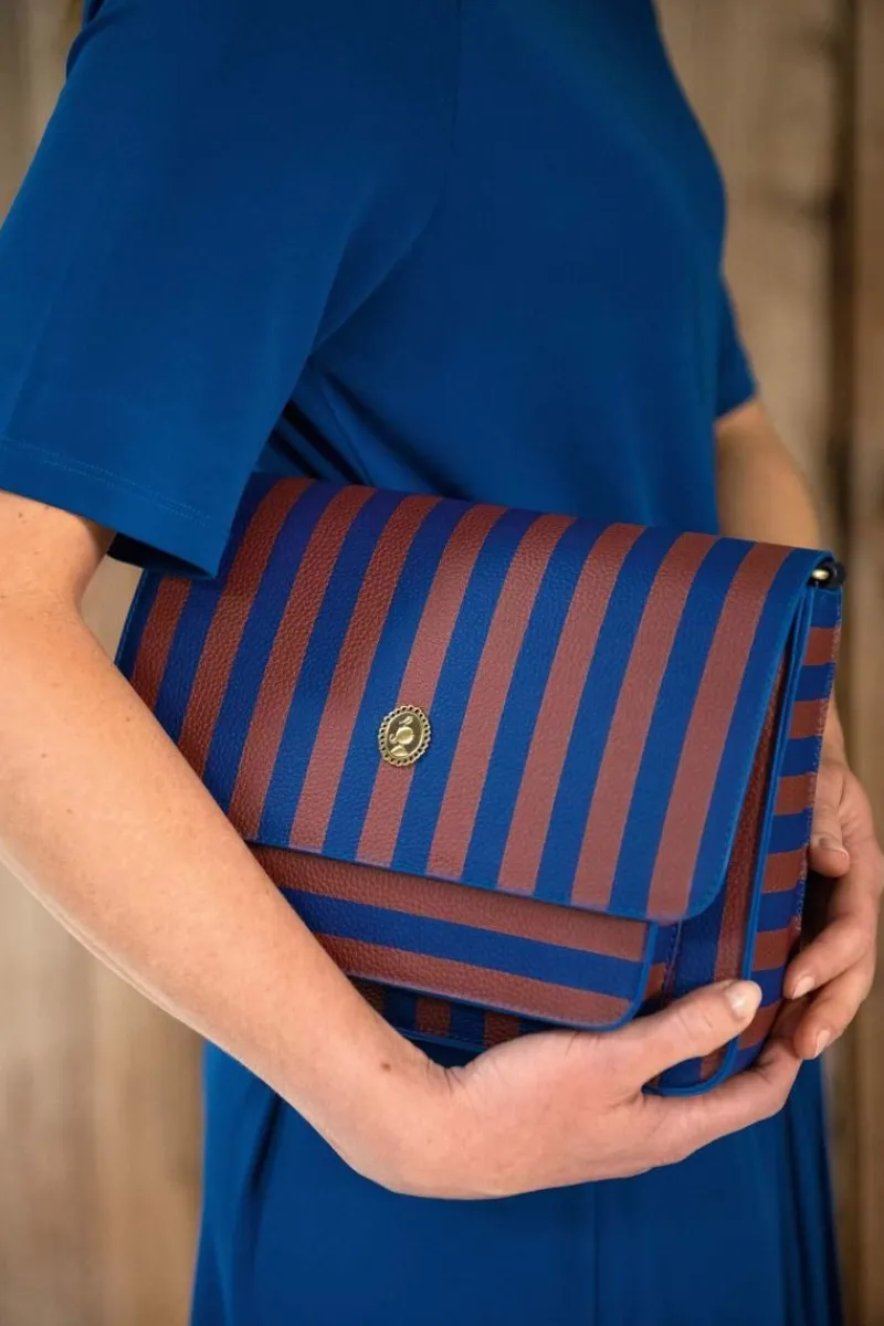 Pip Studio Taschen|Umhängetaschen|Fenna Schultertasche Mittel Streifen Blau