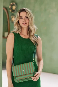Pip Studio Taschen|Umhängetaschen|Fenna Schultertasche Mittel Streifen Grün