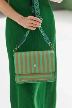 Pip Studio Taschen|Umhängetaschen|Fenna Schultertasche Mittel Streifen Grün