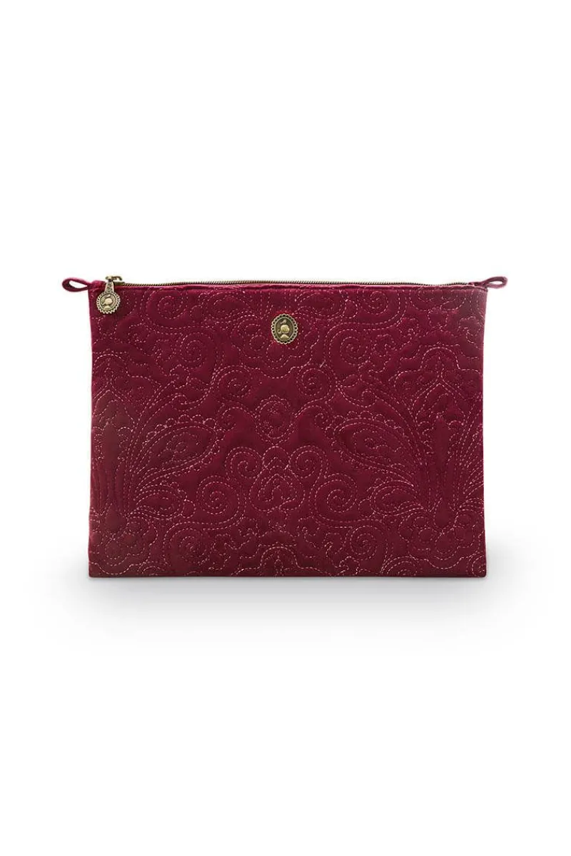 Pip Studio Necessaire|Flaches Necessaire Gross Samt Quiltey Days Rot
