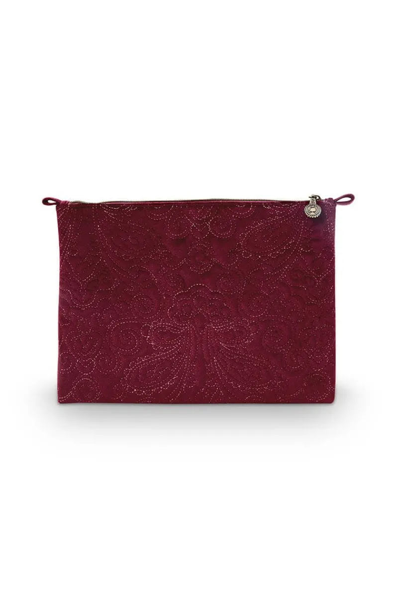 Pip Studio Necessaire|Flaches Necessaire Gross Samt Quiltey Days Rot