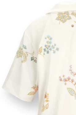 Pip Studio Strandmode|Tops|Flora Top Kurze Ärmeln Blossom Chique Weiss