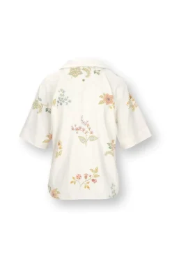 Pip Studio Strandmode|Tops|Flora Top Kurze Ärmeln Blossom Chique Weiss