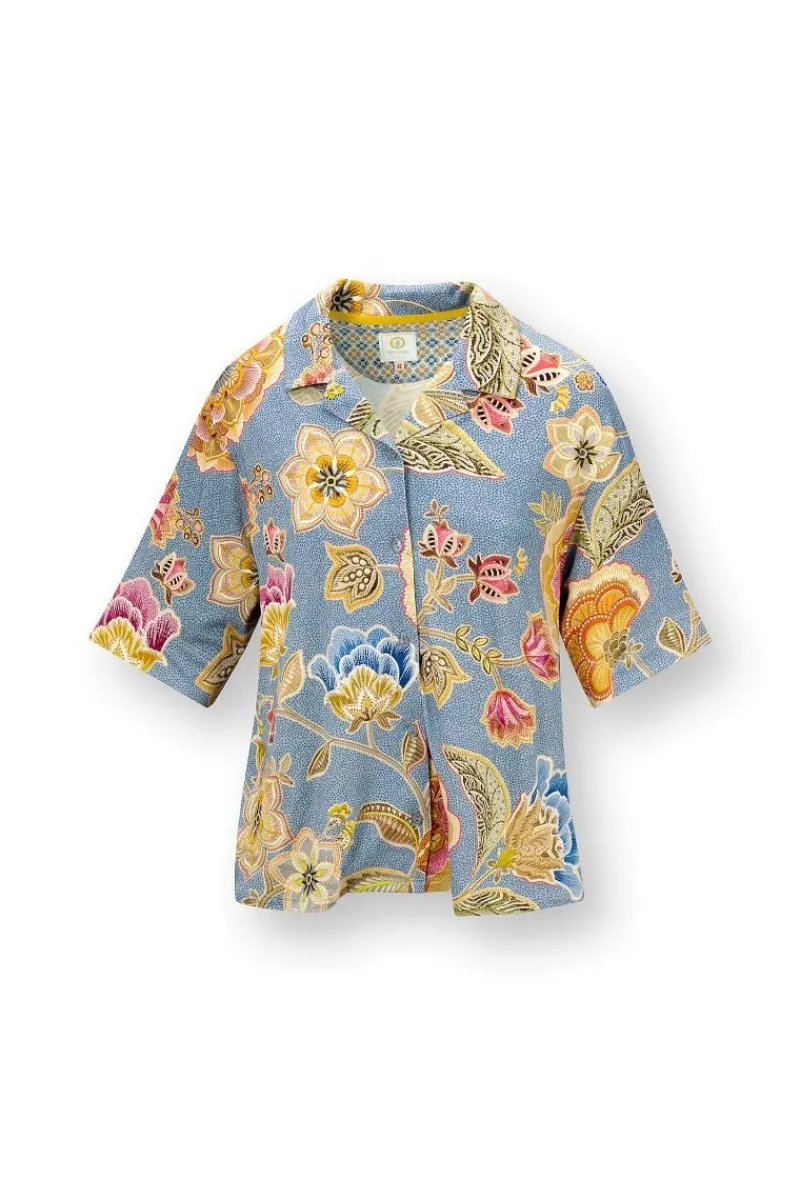 Pip Studio Strandmode|Tops|Flora Top Kurze Ärmeln Matata Blau
