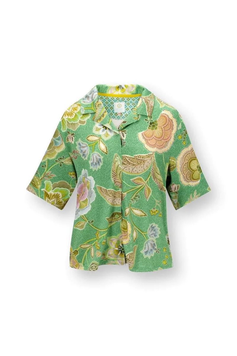 Pip Studio Strandmode|Tops|Flora Top Kurze Ärmeln Matata Grün