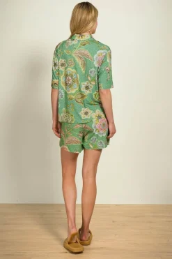 Pip Studio Strandmode|Tops|Flora Top Kurze Ärmeln Matata Grün