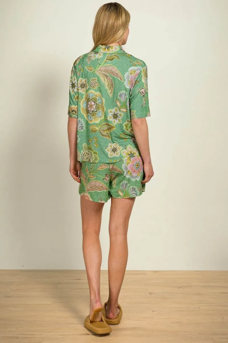 Pip Studio Strandmode|Tops|Flora Top Kurze Ärmeln Matata Grün