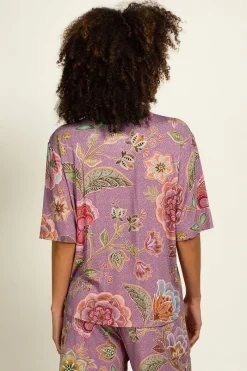 Pip Studio Strandmode|Tops|Flora Top Kurze Ärmeln Matata Lila Violett