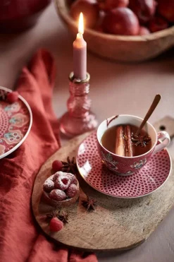 Pip Studio Cappuccino Tasse|Tasse & Untertasse|Flower Festival Cappuccino Tasse & Undertasse Dunkel Rosa