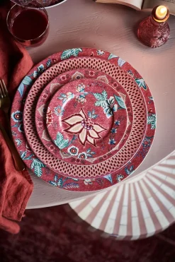 Pip Studio Gebäckteller|Flower Festival Gebäckteller Dunkel 17 cm Rosa