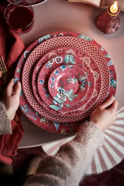 Pip Studio Gebäckteller|Flower Festival Gebäckteller Dunkel 17 cm Rosa