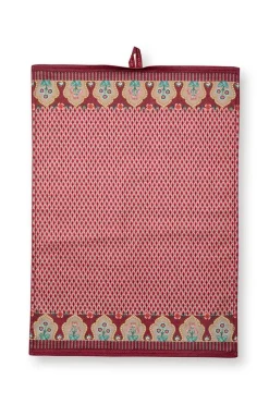 Pip Studio Geschirrtuch|Flower Festival Geschirrtuch Rot/Dunkel Rosa