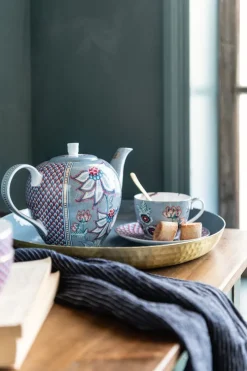 Pip Studio Porzellan Sets|Tasse & Untertasse|Flower Festival Set/2 Cappuccino Tasse & Undertasse Hell Blau