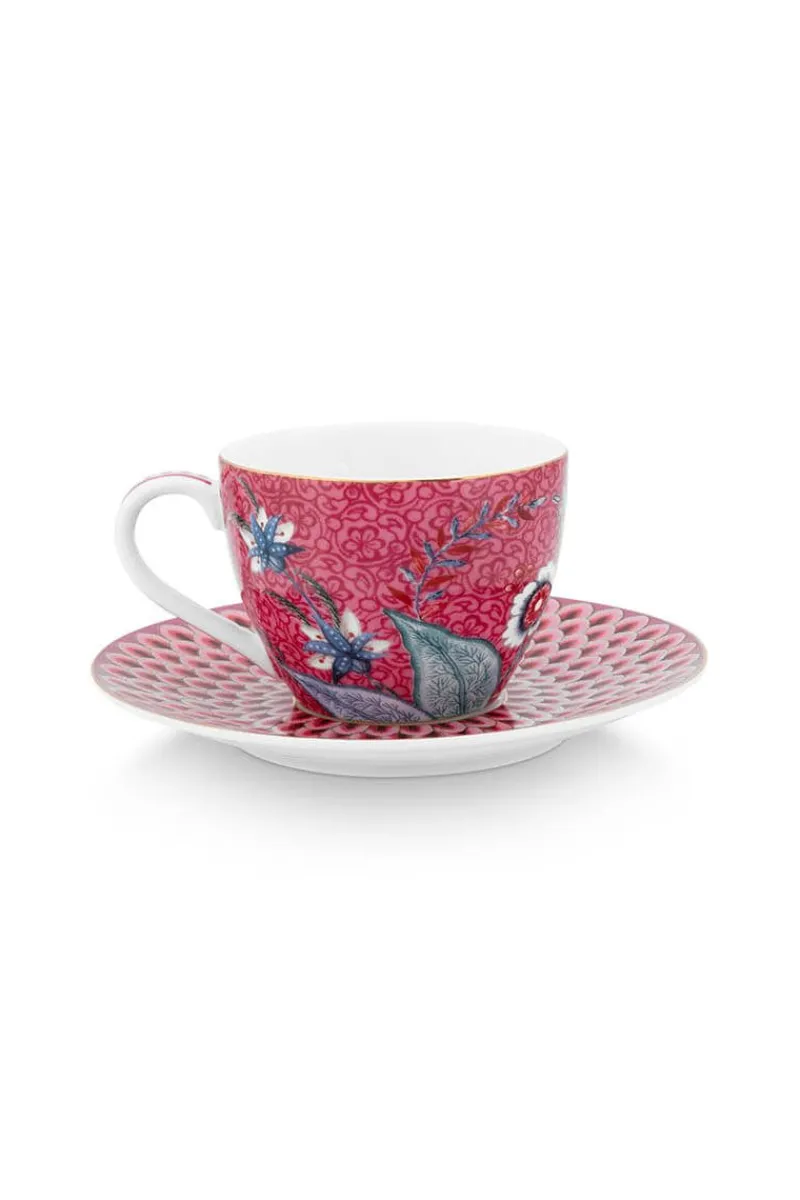 Pip Studio Porzellan Sets|Espresso Tasse|Flower Festival Set/2 Espresso Tasse & Undertasse Dunkelrosa