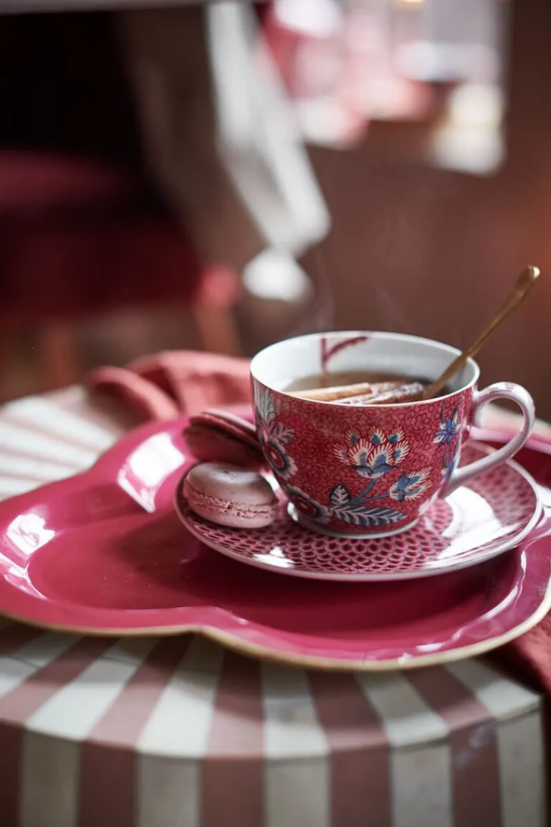 Pip Studio Porzellan Sets|Espresso Tasse|Flower Festival Set/2 Espresso Tasse & Undertasse Dunkelrosa