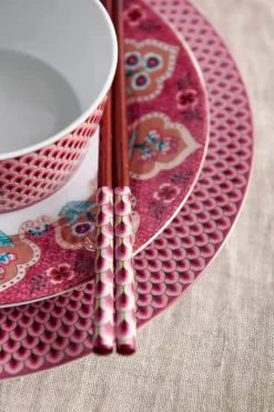 Pip Studio Porzellan Sets|Frühstücksteller|Flower Festival Set/4 Frühstücksteller Dunkel 21cm Rosa