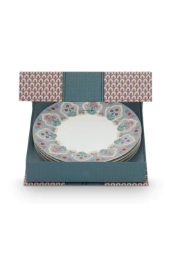Pip Studio Porzellan Sets|Frühstücksteller|Flower Festival Set/4 Frühstücksteller Hell 21cm Blau