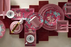 Pip Studio Porzellan Sets|Gebäckteller|Flower Festival Set/4 Gebäckteller Dunkel 17cm Rosa