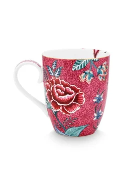 Pip Studio Teetassen|Flower Festival Tasse Gross Dunkel Rosa