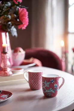 Pip Studio Kaffeetassen|Flower Festival Tasse Klein Dunkel Rosa