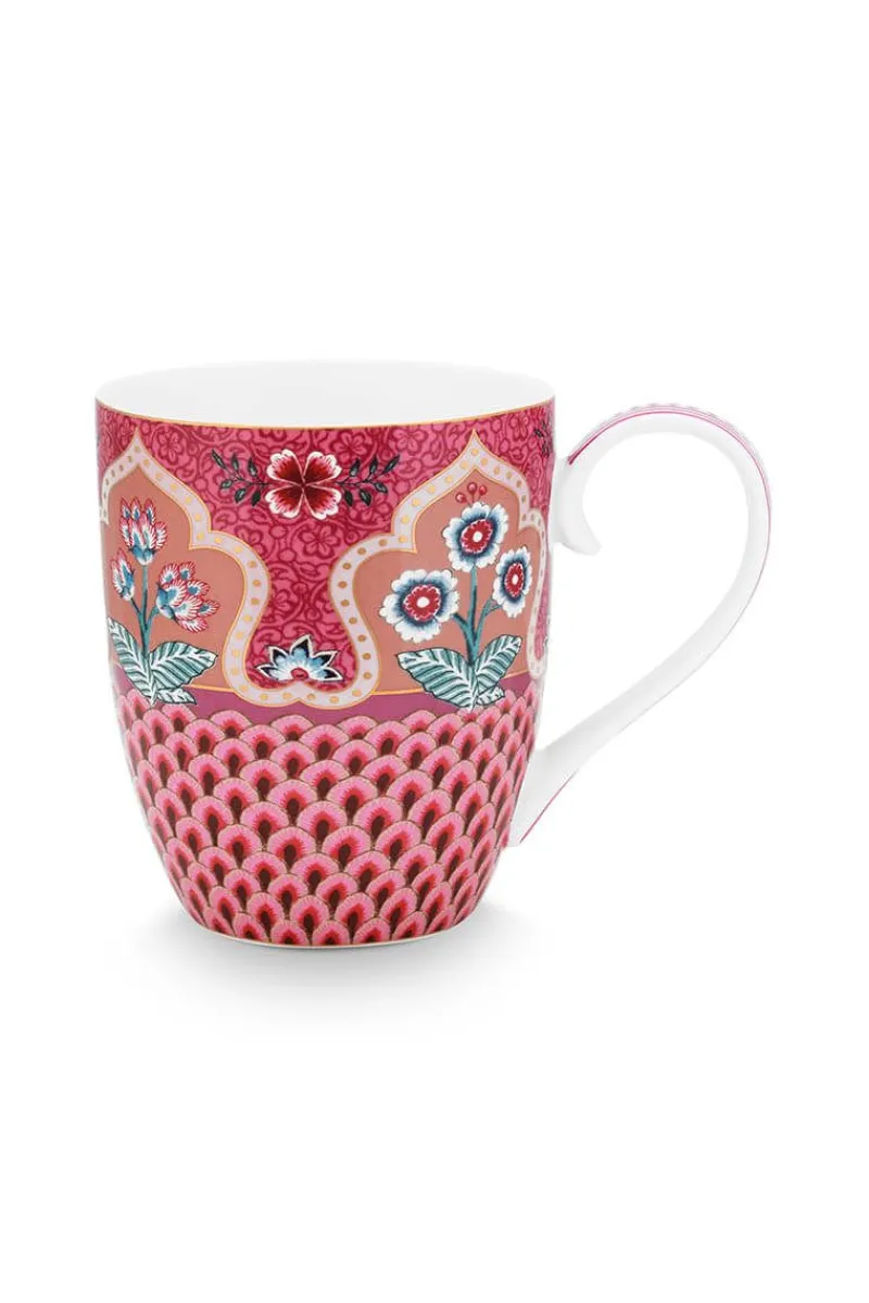Pip Studio Teetassen|Flower Festival Tasse XL Deco Dunkel Rosa