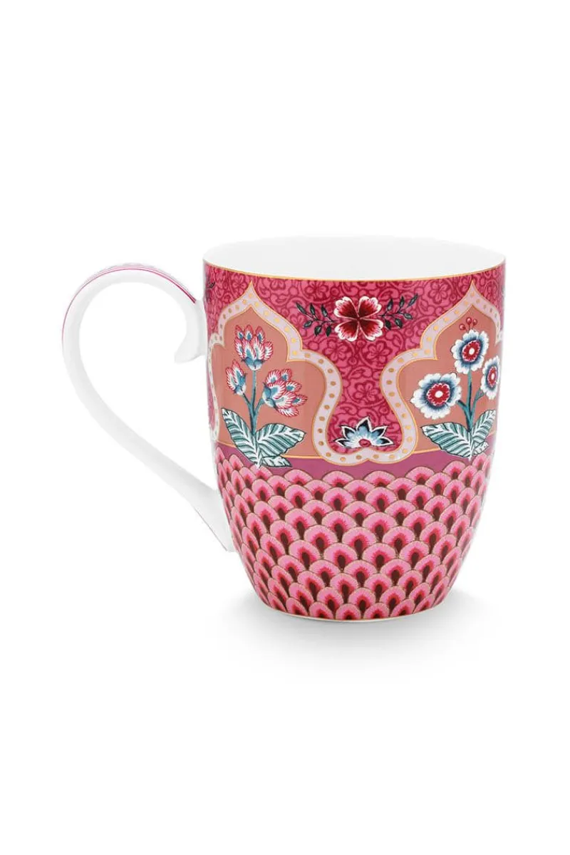 Pip Studio Teetassen|Flower Festival Tasse XL Deco Dunkel Rosa