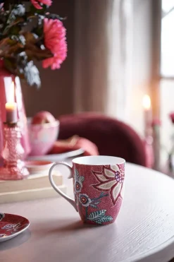 Pip Studio Teetassen|Flower Festival Tasse XL Dunkel Rosa