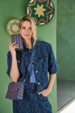 Pip Studio Taschen|Umhängetaschen|Frances Schultertasche Klein Streifen Blau