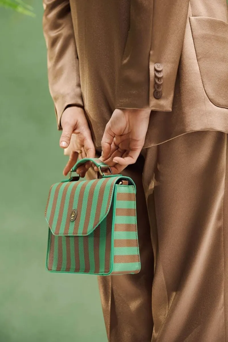 Pip Studio Taschen|Umhängetaschen|Frances Schultertasche Klein Streifen Grün