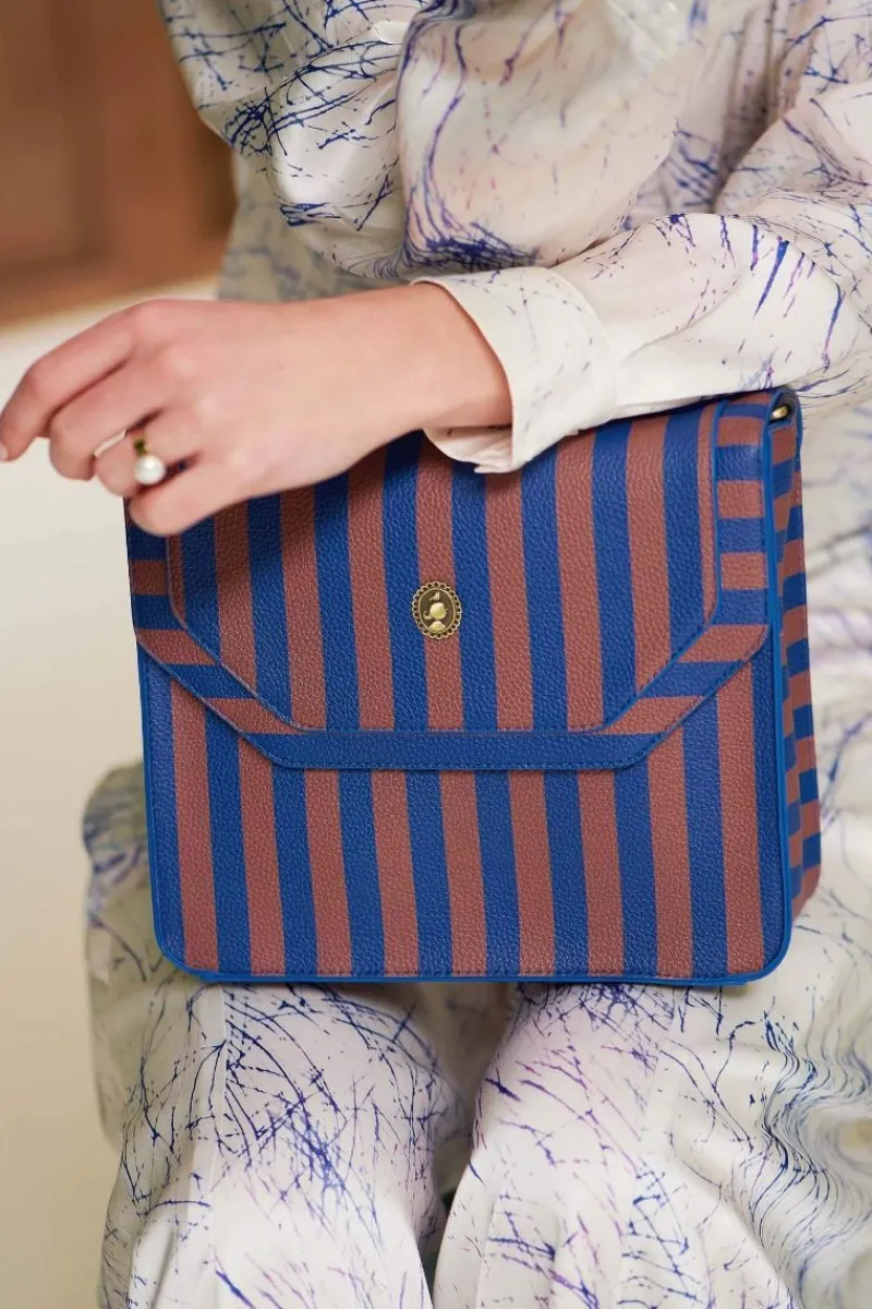 Pip Studio Taschen|Umhängetaschen|Frances Schultertasche Mittel Streifen Blau
