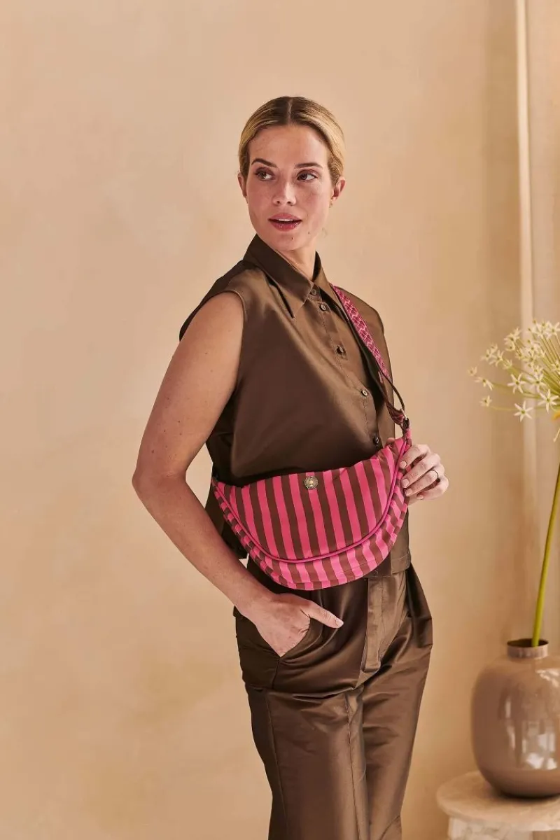 Pip Studio Taschen|Umhängetaschen|Freya Schultertasche Streifen Rosa