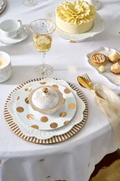 Pip Studio Weihnachten|Frühstücksteller|Frühstücksteller Dot Delight Weiss-Gold 23cm