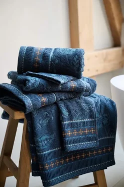 Pip Studio Handtücher|Große Handtuch Jasmin Jacquard Dunkel 70x140cm Blau