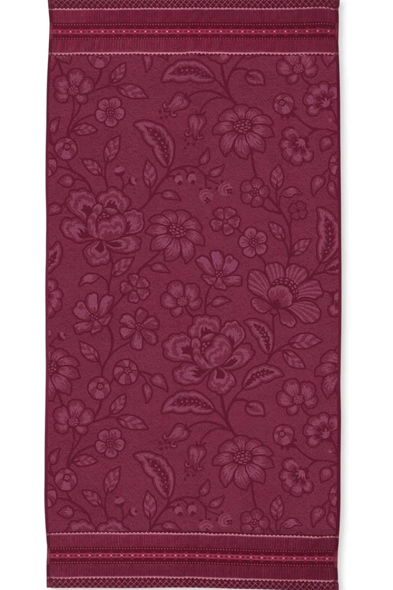 Pip Studio Handtücher|Große Handtuch Jasmin Jacquard Dunkel 70x140cm Rosa