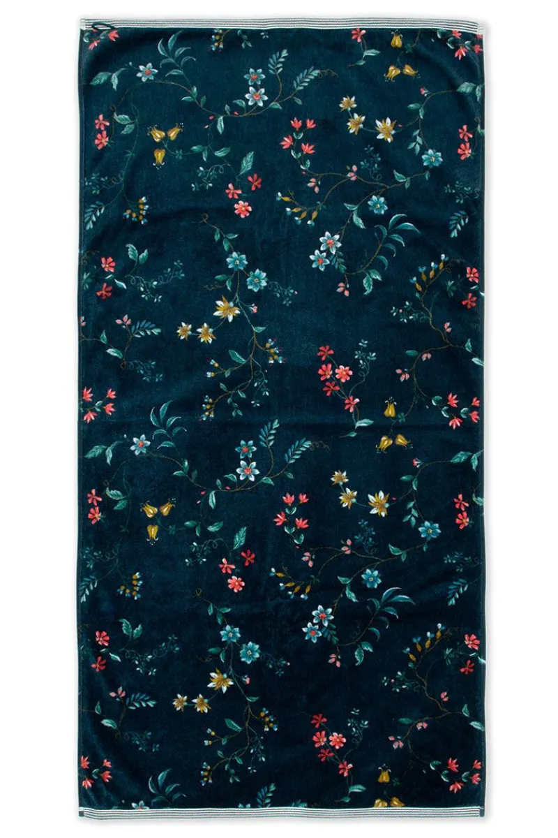 Pip Studio Handtücher|Große Handtuch Les Fleurs Dunkel 70x140 cm Blau