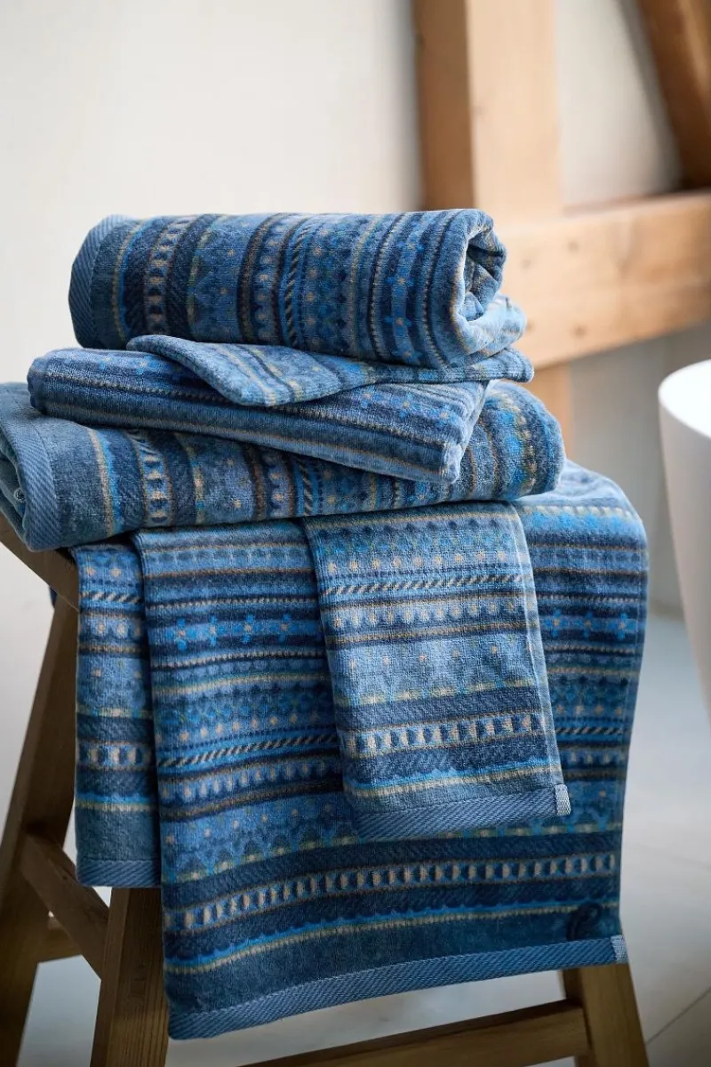 Pip Studio Gästetücher|Gästehandtuch Set/3 Geometric Print Dunkel 30x50cm Blau