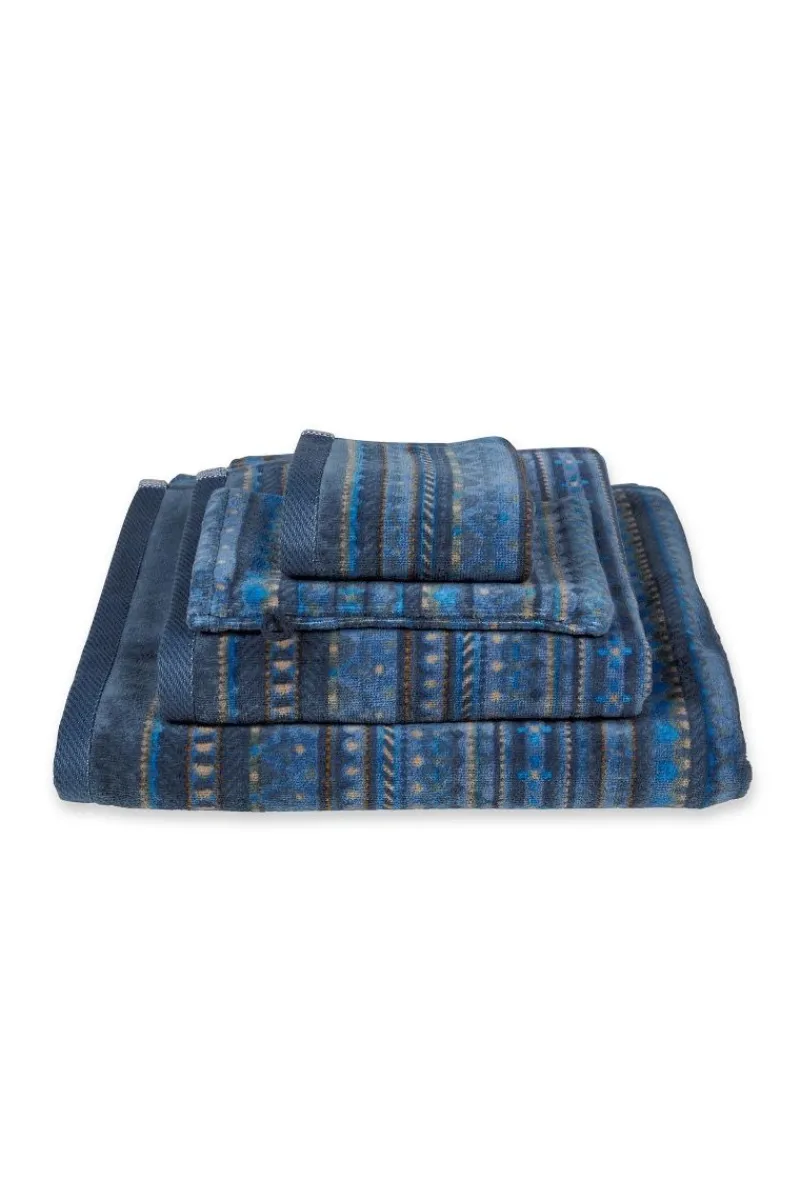 Pip Studio Gästetücher|Gästehandtuch Set/3 Geometric Print Dunkel 30x50cm Blau