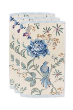 Pip Studio Gästetücher|Gästehandtuch Set/3 Secret Garden Weiß/ 30x50cm Blau