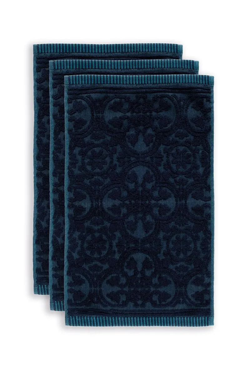 Pip Studio Gästetücher|Gästehandtuch Set/3 Tile de Pip Dunkel 30x50 cm Blau