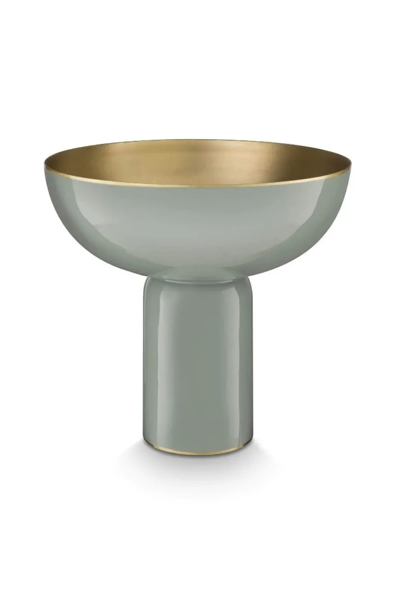 Pip Studio Schalen Und Tabletts|Obstschalen|Hohe Schale Metall Grün 23cm