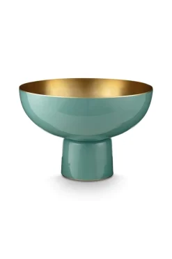 Pip Studio Schalen Und Tabletts|Obstschalen|Hohe Schale Metall Hellblau 20cm