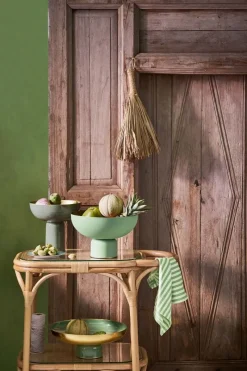 Pip Studio Schalen Und Tabletts|Obstschalen|Hohe Schale Metall Matt Knall 20cm Grün