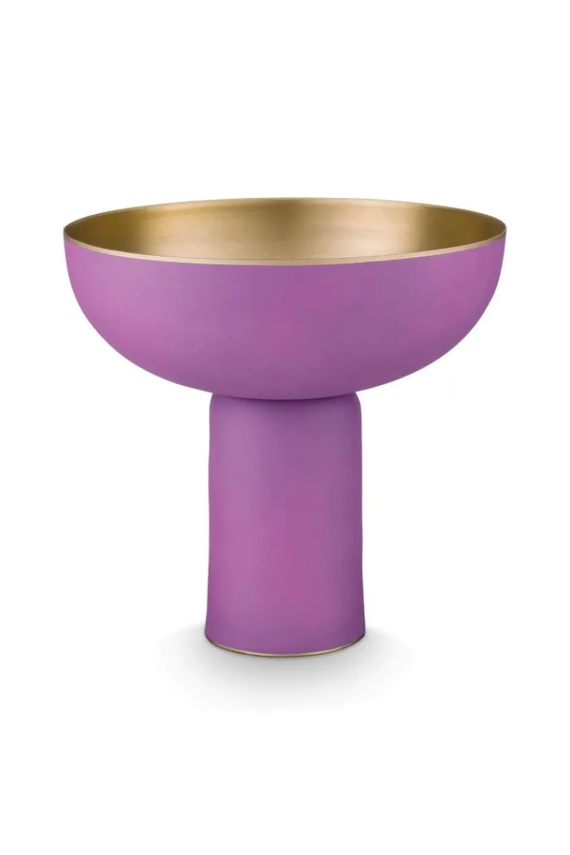 Pip Studio Schalen Und Tabletts|Obstschalen|Hohe Schale Metall Matt Lila 23cm Violett