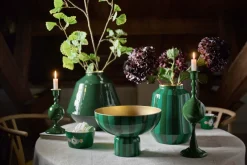 Pip Studio Schalen Und Tabletts|Obstschalen|Hohe Schale Metall Streifen Grün